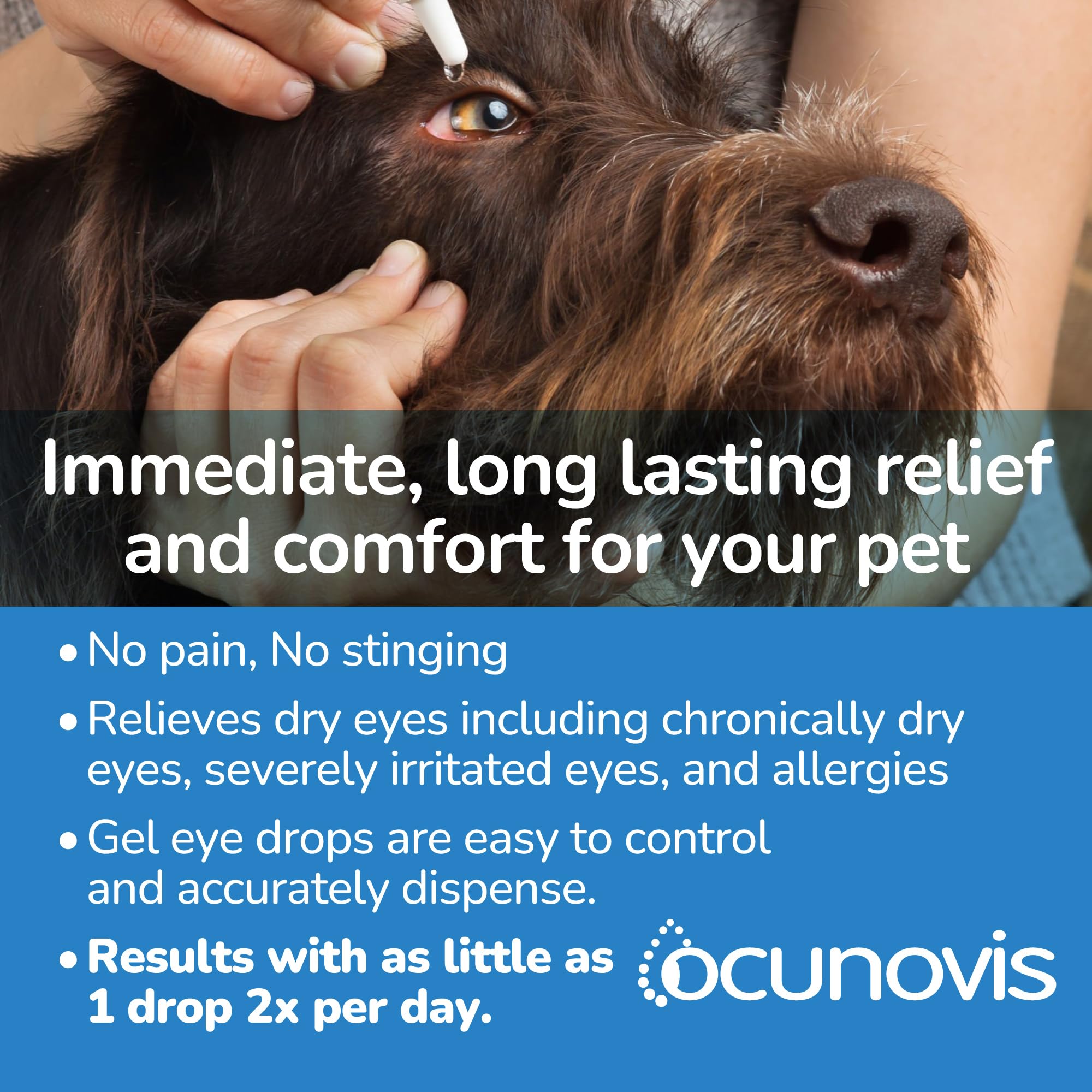 Sentrx Ocunovis Gel Eye Drops for Dogs & Cats, Eye Lube for Dogs Allergy Relief Lubricant, Dogs with Dry Eyes, Artificial Tears, 5 ml (6-Pack)