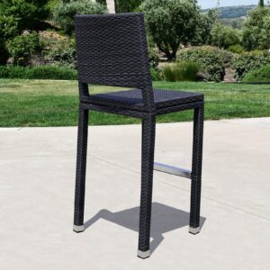 CAELUM 30" Bar Height Outdoor Patio Stools Set of 4, Modern Hand-Woven Wicker Barstools with Mid-Backrest & Footrest, Durable Aluminum Frame Armless Bar Chair for Garden, Backyard, Pool, Lawn, BS046