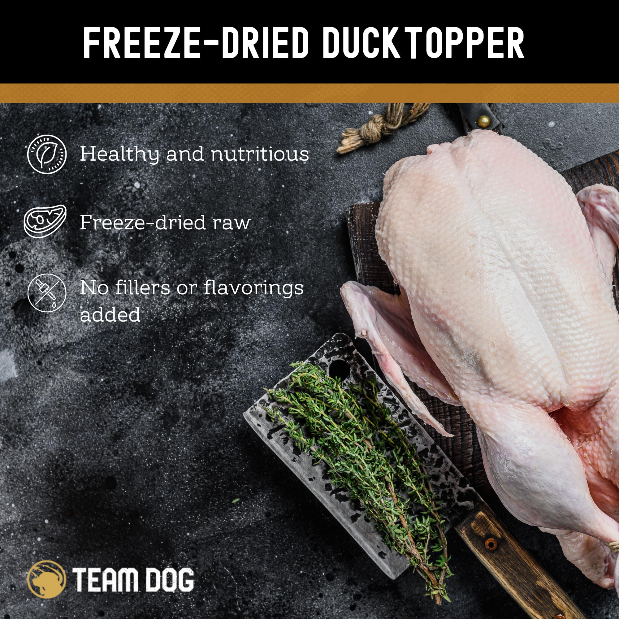 Team Dog Duck Dog Food Topper | Shredded Duck Freeze Dried Raw Dog Food Topper | Wet & Dry Dog Food Toppers for Picky Dogs | with Duck, Duck Gizzard, Duck Liver & Duck Hearts for Dogs | 5 Oz