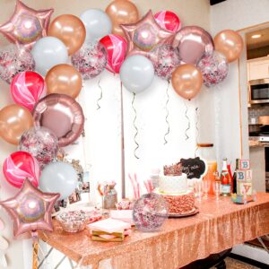 Decor365 Rose Gold Balloons Rose Gold Party Decoration Confetti Pink White Rose Gold Balloon Garland for Birthday Wedding Engagement Bridal Shower Bachelorette Baby Shower Anniversary Party Supplies