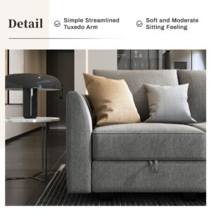 HONBAY Reversible Sectional Sofa with Chaise Modern Fabric Modular Sofa Couch with Ottoman L Shaped Couch with Storage Seat for Small Space, Grey