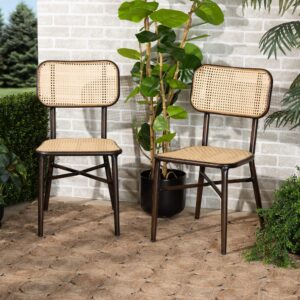 wholesale interiors katina outdoor dining chairs, beige/dark brown