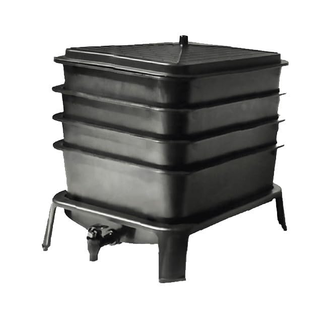 VERMI-FUTURE® Worm Condo Composting Bin, 4 Trays, Black, with Startup Bedding & 3in1 Soil Meter, Ideal for Small Households