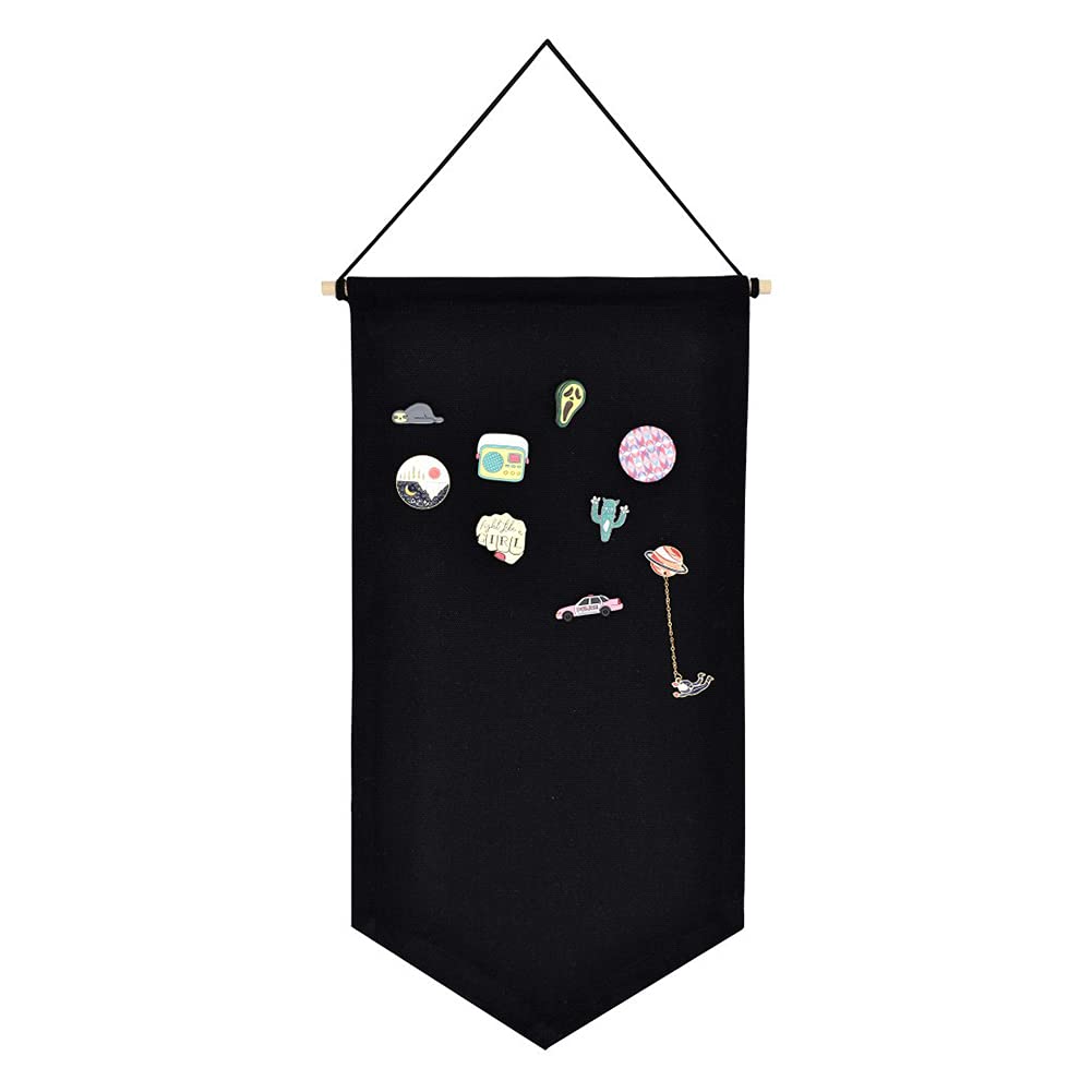 Xiaokeis Pin Board, Wall Hanging Brooch Pin Display Organizer, Brooch Display Pins Storage Case, Pennant Hanging Banner Brooch Collection Storage Holder for Men Women(Pins not Included)(Black)