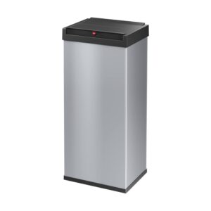 hailo big-box swing xl waste bin | 1 x 52 liters / 13.7 gallons | self-closing swing lid | stainless steel | bin liner clamping frame | waste bin kitchen rectangular | made in germany |silver 0860-221