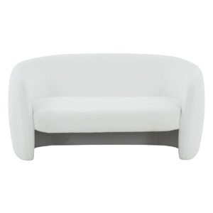 SAFAVIEH Couture Collection Zhao White Linen Curved Loveseat