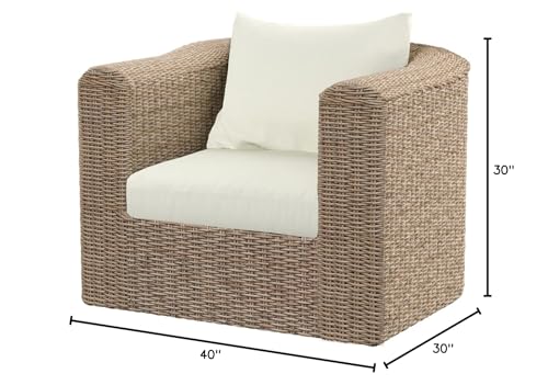 TK Classics Club Chair, Almond Wicker with White Cushion