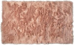 luxe faux fur hudson rug with soft and fluffy pile | machine washable living room rug with anti-slip backing | cruelty-free area rugs for office or bedroom, dusty rose, 3 ft x 5 ft