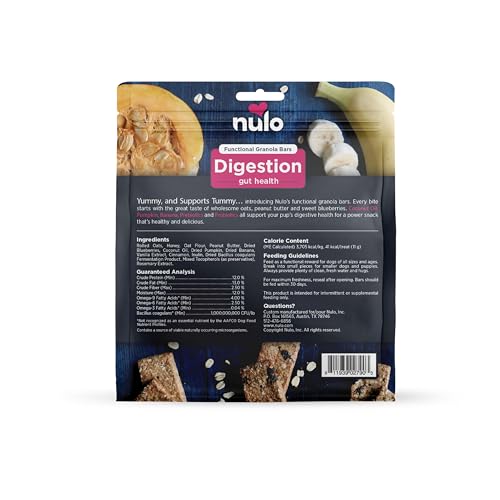 Nulo Functional Granola Bars, Healthy Dog Treats, Oven Baked, Made with Prebiotics and Probiotics, Contains No Added Salt, Sugar, or Molasses, 10 Ounce Bag