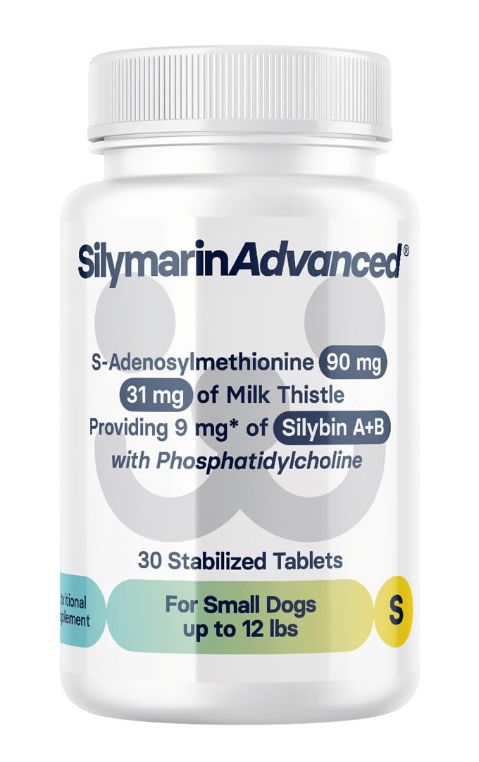 SilymarinAdvanced Liver Health Supplement for Small Dogs, S-Adenosylmethionine (Same) and Silybin, Liver Tablets, Cognitive Support, 30 Tablets