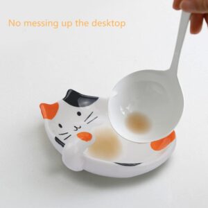 Cat Spoon Rest, Ceramic Cute Spoon Holder Rest for Stove Top, Cat Kitchen Accessories, Stove Holder Utensil Spoon Rest for Kitchen Counter (Orange)