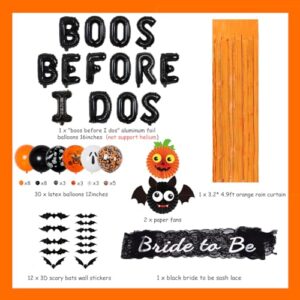 Halloween Bachelorette Party Decorations Halloween Bride Decorations Boos Before I Dos Balloon Orange Black with Ghost Bat Paper Fans 3d Scary Bat Wall Sticker Tinsel Curtain Bride To be Sash