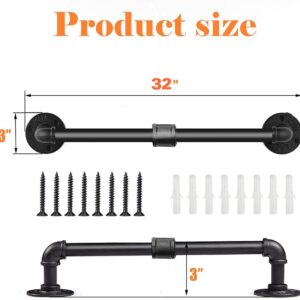 Industrial Pipe Towel Rack Towel Bar 32 Inch, Heavy Duty Wall Mounted Rustic Farmhouse Bath Towel Holder for Bath Bathroom Kitchen