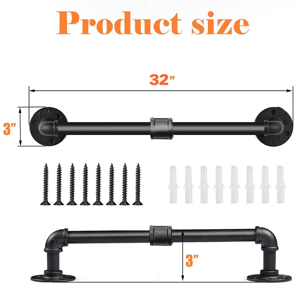 Industrial Pipe Towel Rack Towel Bar 32 Inch, Heavy Duty Wall Mounted Rustic Farmhouse Bath Towel Holder for Bath Bathroom Kitchen