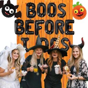 Halloween Bachelorette Party Decorations Halloween Bride Decorations Boos Before I Dos Balloon Orange Black with Ghost Bat Paper Fans 3d Scary Bat Wall Sticker Tinsel Curtain Bride To be Sash