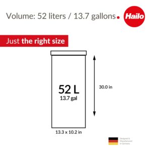 Hailo Big-Box Swing XL Waste bin | 1 x 52 liters / 13.7 gallons | Self-Closing Swing lid | Steel Sheet | Bin Liner Clamping Frame | Waste bin Kitchen Rectangular | Made in Germany | White 0860-231