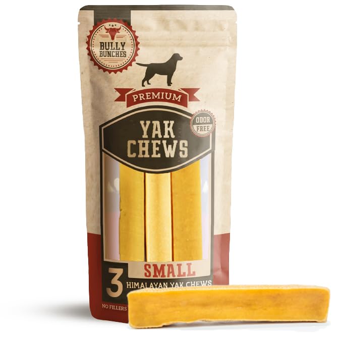 Bully Bunches Small Authentic Yak Cheese Himalayan Chews for Small Dogs & Puppies - All Natural Dog Treat Dental Chews, Made with Real Yak Milk for Teething - Lactose & Rawhide Free (3 Pk)