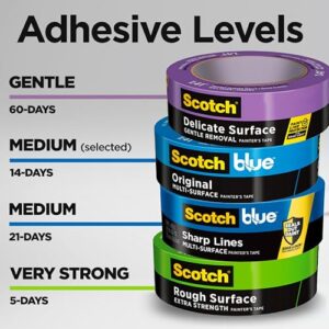 ScotchBlue Original Multi-Surface Painter's Tape, 1.41 Inches x 60 Yards, 4 Rolls, Blue, Paint Tape Protects Surfaces and Removes Easily, Multi-Surface Painting Tape for Indoor and Outdoor Use