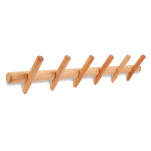 kysmotic modern wood coat and hat rack - wall mounted - 6 peg hooks - stylish, natural, smooth