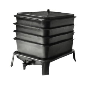 VERMI-FUTURE® Worm Condo Composting Bin, 4 Trays, Black, with Startup Bedding & 3in1 Soil Meter, Ideal for Small Households