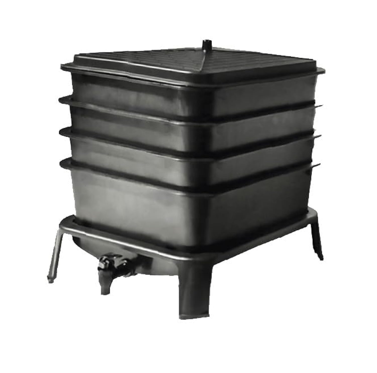 VERMI-FUTURE® Worm Condo Composting Bin, 4 Trays, Black, with Startup Bedding & 3in1 Soil Meter, Ideal for Small Households