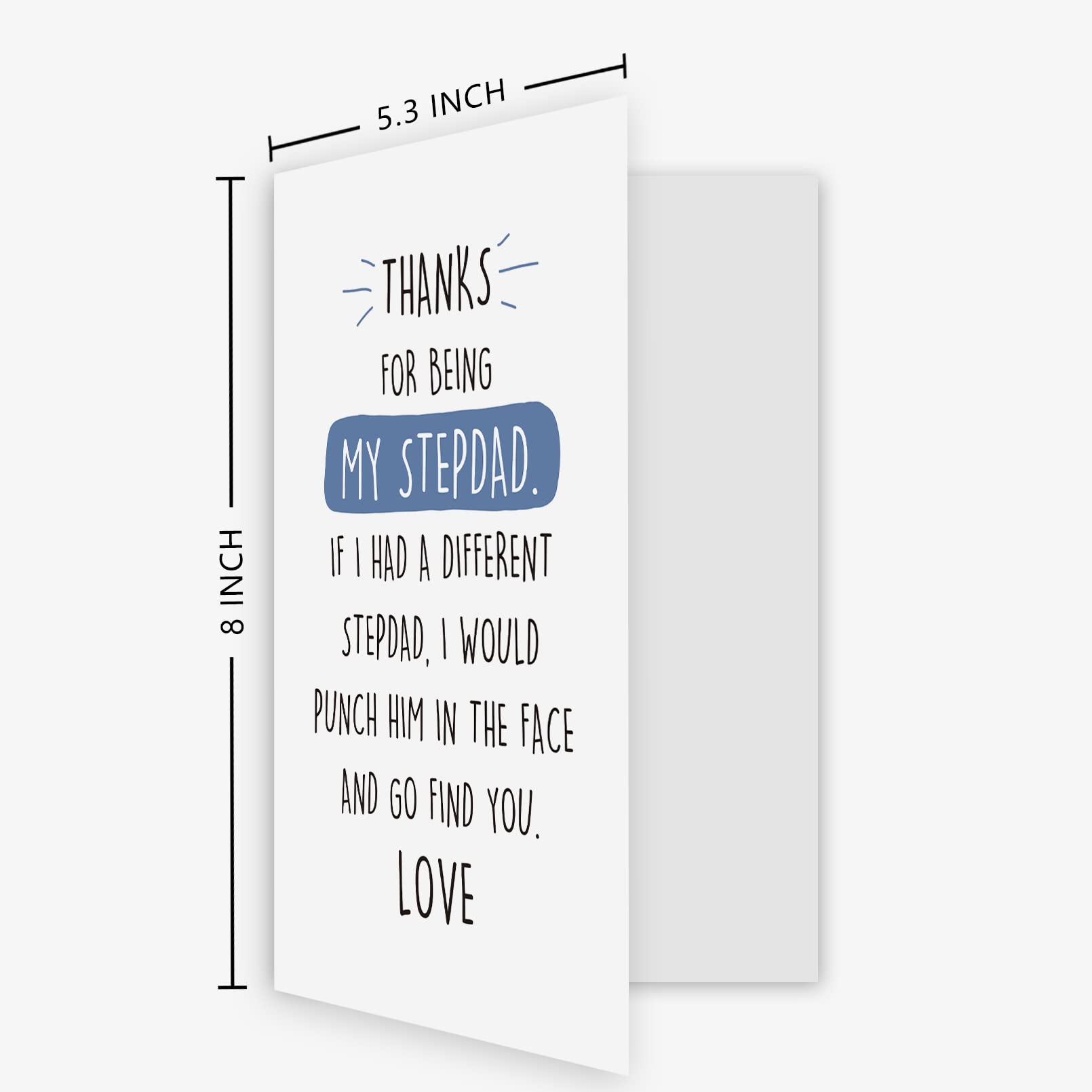 Ogeby Funny Step Dad Father’s Day Card, Humor Birthday Card Gift for Him, Thanks for Being My Stepdad, Punch Him in the Face