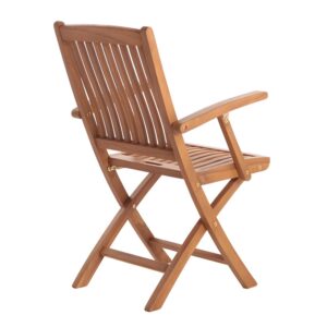 Nordic Style Folding Chair for Indoor and Outdoor Use - Patio, Balcony, Dining (w/Arm Rests, Brown)