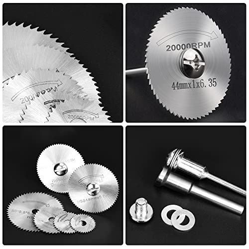 Cutting Wheel Set for Rotary Tool,8Pcs HSS High Speed Steel Rotary Drill Saw Blades with 1/8" Shank Mandrel for Wood Plastic Cutting(One Screwdriver)