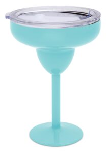 better dweller vacuum-sealed metal margarita glass with lid, insulated tumbler mug, steel cup for vacation, pool, and ice cold margs on the beach (blue)