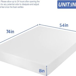 FLL Full Mattress, 8 inch Medium Firm Feel Gel Memory Foam Mattress with CertiPUR-US Certified Full Size Mattresses for Cool Sleep