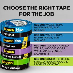 ScotchBlue Original Multi-Surface Painter's Tape, 1.41 Inches x 60 Yards, 4 Rolls, Blue, Paint Tape Protects Surfaces and Removes Easily, Multi-Surface Painting Tape for Indoor and Outdoor Use