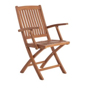 nordic style folding chair for indoor and outdoor use - patio, balcony, dining (w/arm rests, brown)