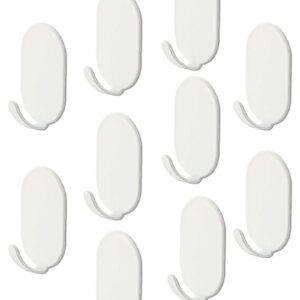 KAXIMON Self Adhesive Hooks White, 10 Pack Sticky Hooks Extra Strong for Kitchen, Bathroom, Sink - Waterproof Carbon Steel Stick Hanger on Towel Hooks