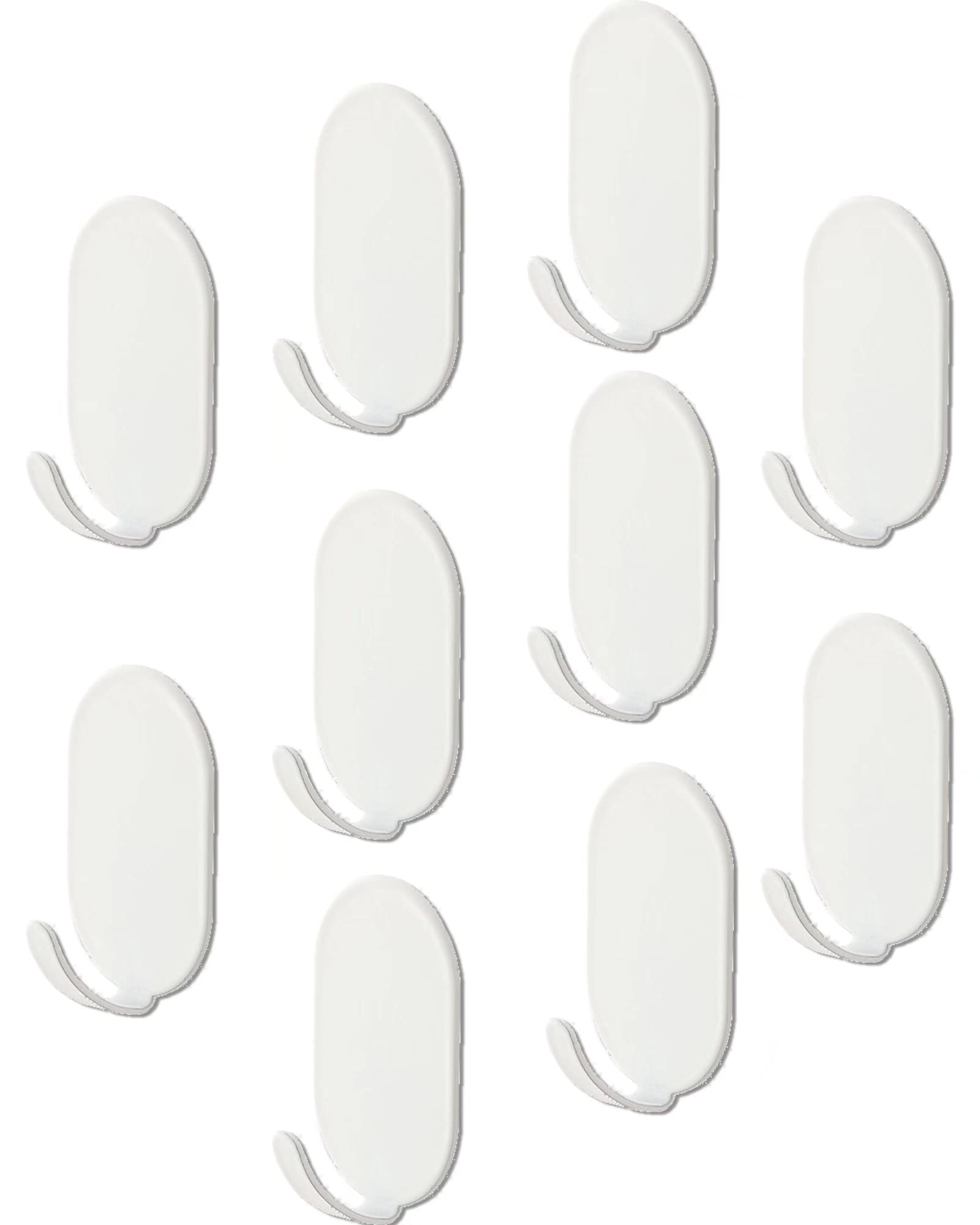 KAXIMON Self Adhesive Hooks White, 10 Pack Sticky Hooks Extra Strong for Kitchen, Bathroom, Sink - Waterproof Carbon Steel Stick Hanger on Towel Hooks