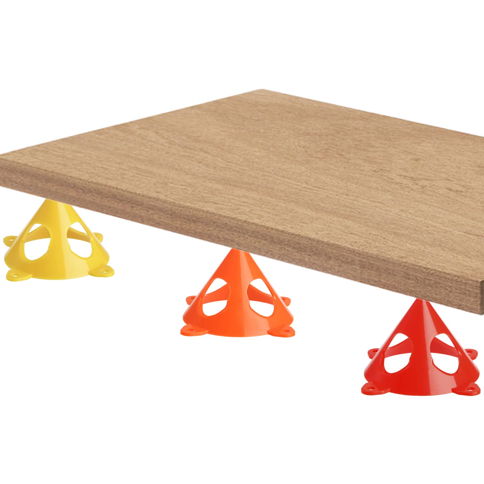 Bekith 60 Pack Cone Canvas and Cabinet Door Risers, Cone Painting Stands, Paint Pyramid Stands, Canvas Stands for Paint Pouring, 3.5"x2", Yellow, Red, Orange