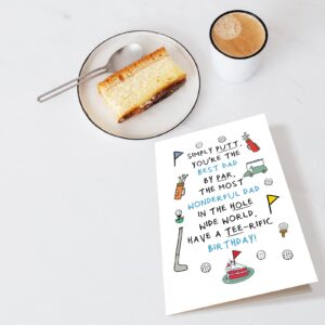 Chenive Funny Birthday Card for Dad from Son Daughter, Golf Dad Birthday Card from Kids, Humorous Birthday Greeting Card for Daddy, Have a Tee-rific Birthday