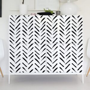 Black and White Stripe Wallpaper 17.71In X 236In Geometric Peel and Stick Wallpaper Modern Stripe Contact Paper Self Adhesive Removable Waterproof Wall Paper for Old Furniture Renovation