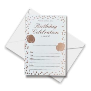 vaujory 25 pack of rose gold foil invitations with envelopes for birthday party invite