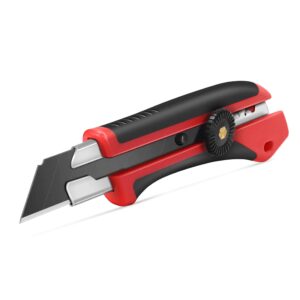 hautmec 25mm extra heavy-duty utility knife, multi-purpose snap-off box cutter, ratchet-lock mechanism, reinforced fiberglass handle ht0250-kn