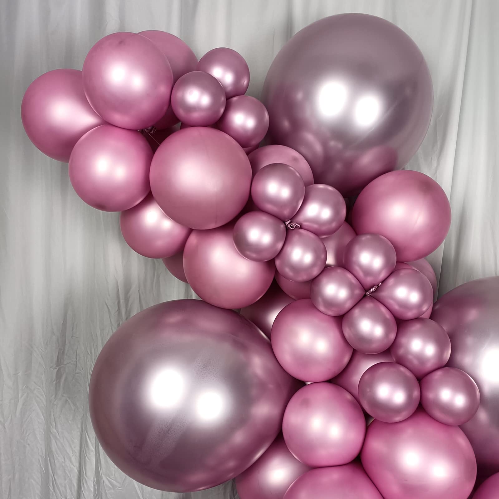 100 Pack Chrome Metallic Pink Balloons Different Sizes 18 12 10 5 Inch KIRIKOU Party Balloons for Birthday Valentines Baby Shower Bridal Wedding Party Decors