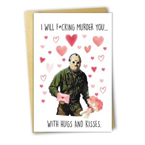 ojsensai funny birthday card, scary movie gift for wife girlfriend, killer valentines card for her