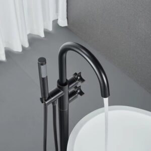 Artiqua Freestanding Bathtub Faucet Tub Filler Oil Rubbed Bronze Floor Mount Brass Bathtub Faucets with Hand Shower