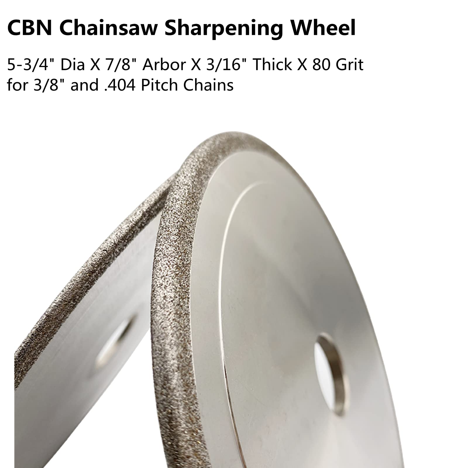 CBN Chainsaw Grinding Wheel 5-3/4" Dia, 3/16" Thick, 7/8" Arbor for 3/8" and .404 Pitch Steel Chains (3/16 inch Thick)