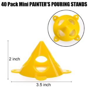 Bekith 60 Pack Cone Canvas and Cabinet Door Risers, Cone Painting Stands, Paint Pyramid Stands, Canvas Stands for Paint Pouring, 3.5"x2", Yellow, Red, Orange