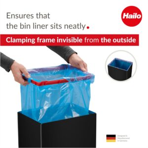 Hailo Big-Box Swing XL Waste bin | 1 x 52 liters / 13.7 gallons | Self-Closing Swing lid | Steel Sheet | Bin Liner Clamping Frame | Waste bin Kitchen Rectangular | Made in Germany | Black 0860-241