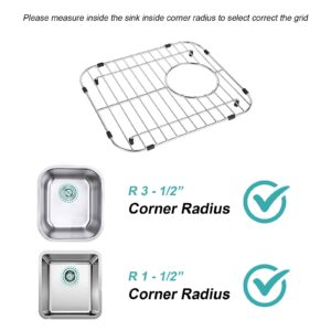 Kitchen Sink Grid, 11-3/4" x 13-1/4" Sink Protectors for Kitchen Sink with Rear Drain, Sink Rack for Bottom of Sink, 304 Stainless Steel Sink Rack with Strainer