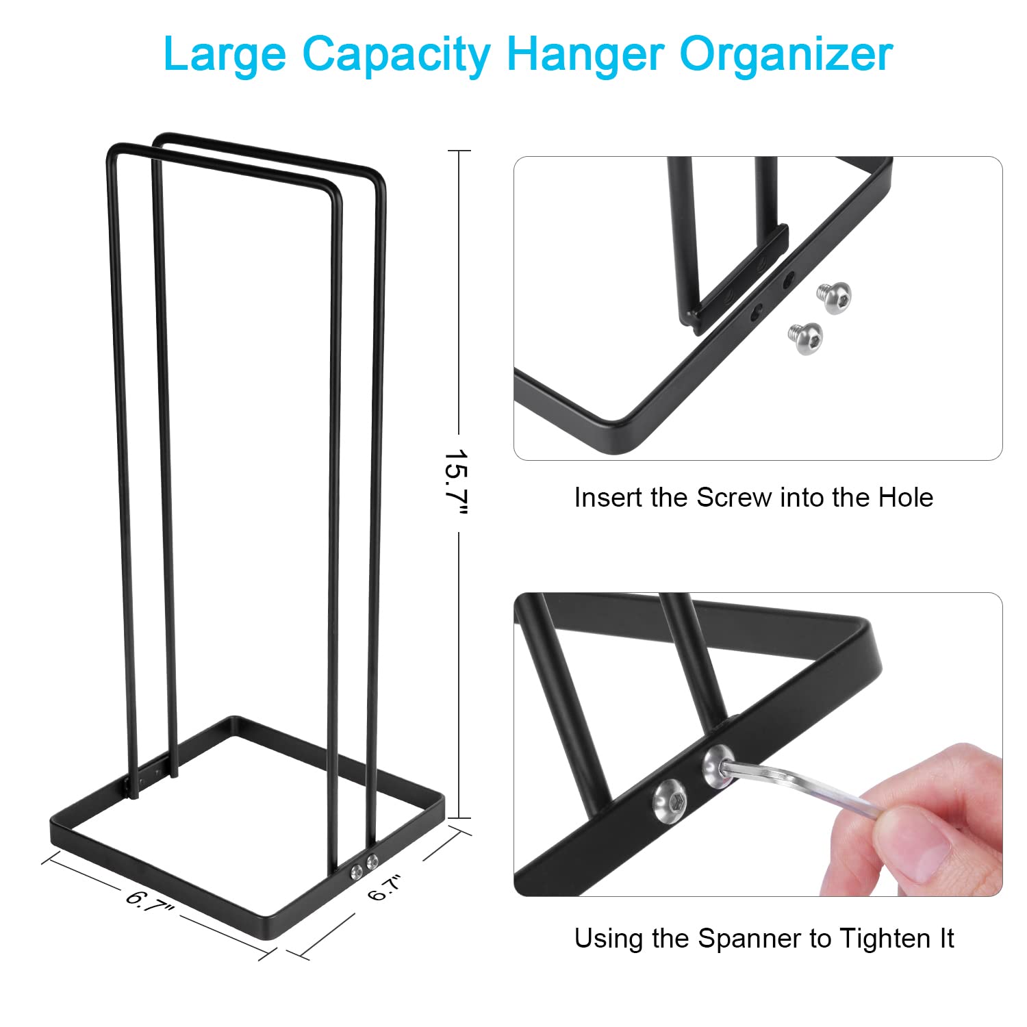 Hanger Organizer Stacker,Clothes Hanger Storage Stand Holds Up to 58 Velvet Hangers for Closet Laundry Room,Metal Stand Hanger Holder Rack for Children Adults Clothes Hangers,Black