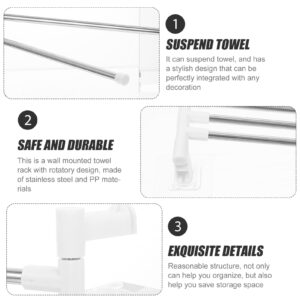 Cabilock Metal Coat Hanger Towel Bar Swivel Towel Rack Bathroom Towel Shelf Stainless Steel 5 Arms Swivel Towel Bar Rotatable Towel Hanger for Kitchen Bathroom Supplies Wall Mount Clothes Rack