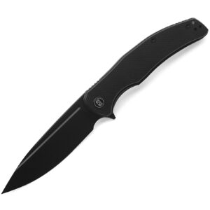 miguron knives m velona folding knife,4.03" black pvd 14c28n blade black g10 handle with titanium pocket clip,camping hiking pocket knife mgr-803bkii