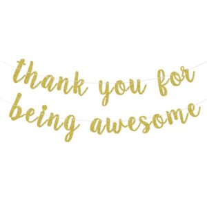 suagelaz thank you for being awesome banner, inspirational appreciation, birthday, friendship, graduation banner for employee, best friend, teacher, coworkers (gold)